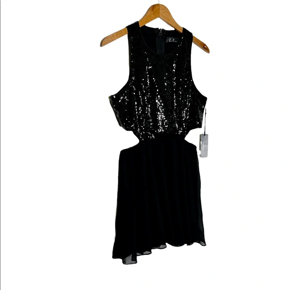 Lulus Illuminated Sequin Cutout Skater Dress - Picture 5 of 7